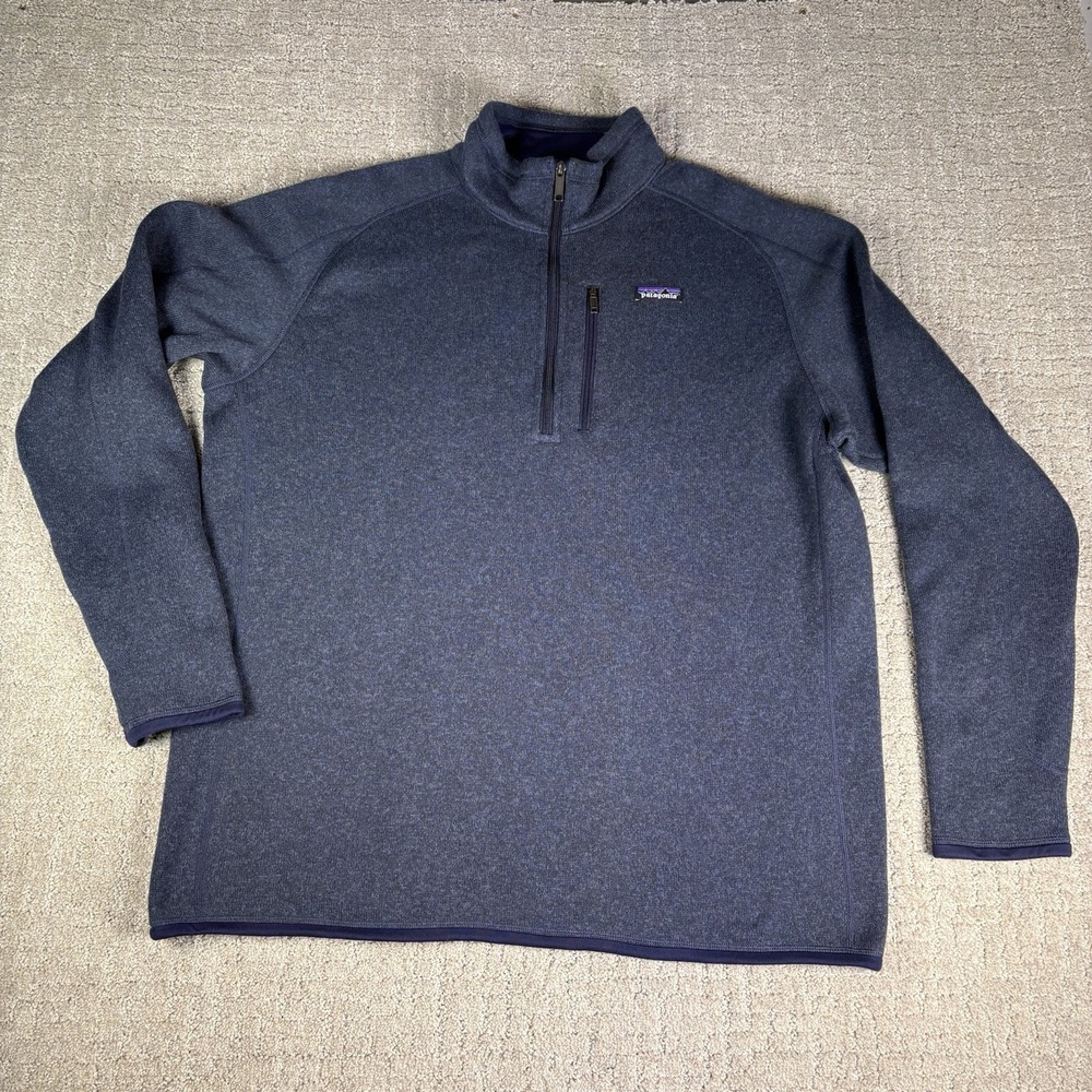 Patagonia Sweater Mens XL Navy Blue Better Sweater 1/4 Zip Fleece Pullover